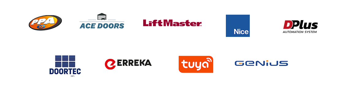 Marcas que importamos: PPA, ACE, LiftMaster, Nice, DPlus, Doortec, Erreka, Tuya y Genius